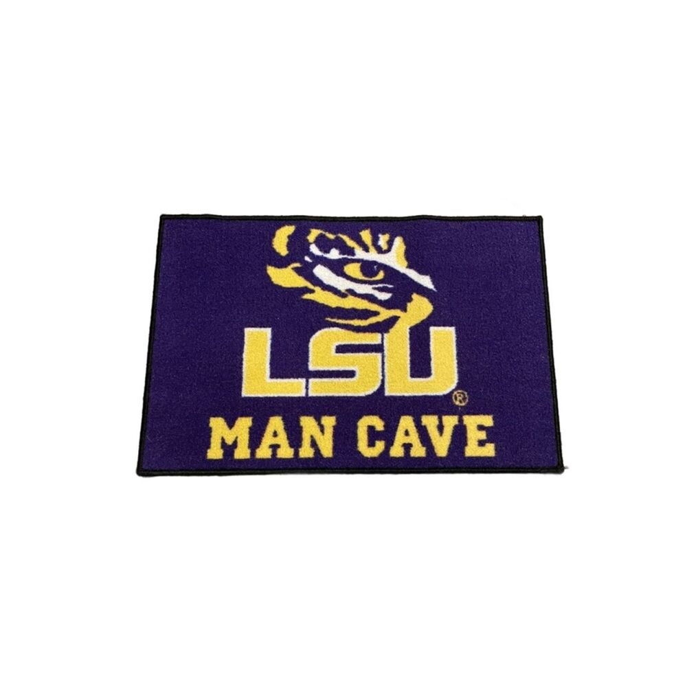LSU Man Cave Rug - Purple & Gold College Logo Great for Dorm & Fraternity House